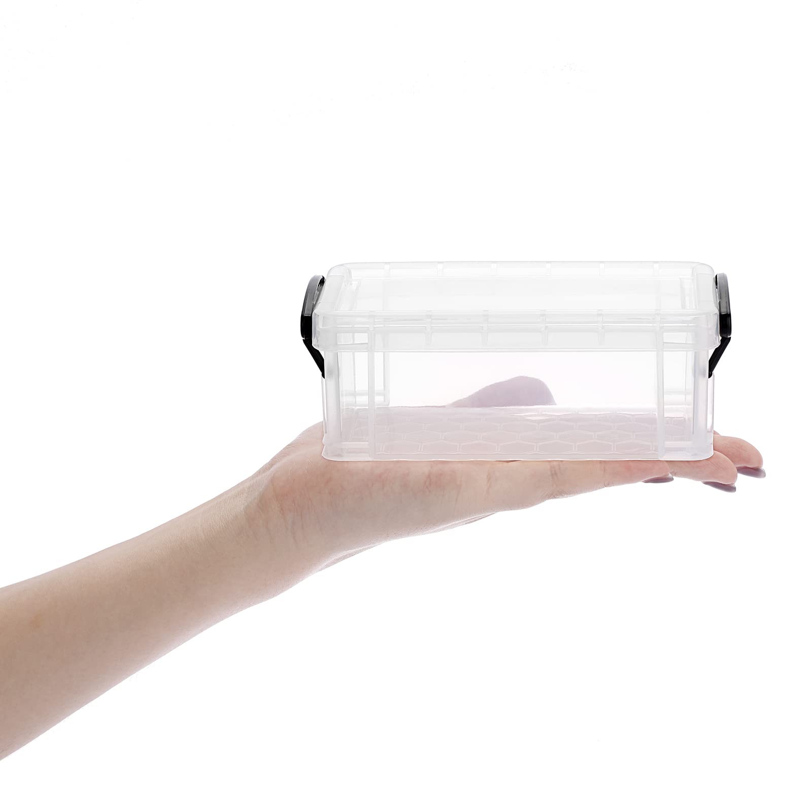 6 Pack Small Clear Plastic Storage with Lid Mini Sewing Organizer with Black …