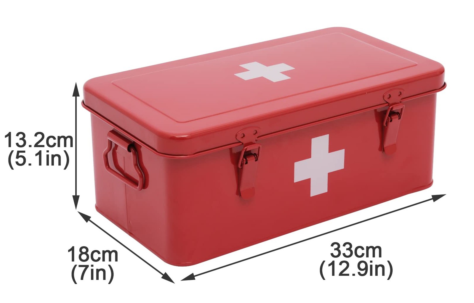 Gdfjiy First Aid Box Empty, Metal Medicine with Safety Lock, Medical Red