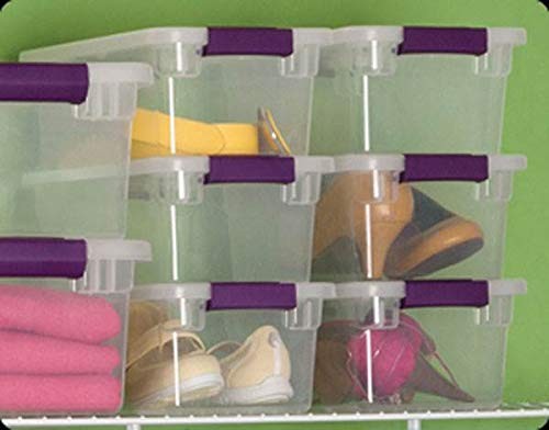 Sterilite 6 Qt ClearView Latch Storage Box, Stackable Bin 12-Pack, Sweet Plum