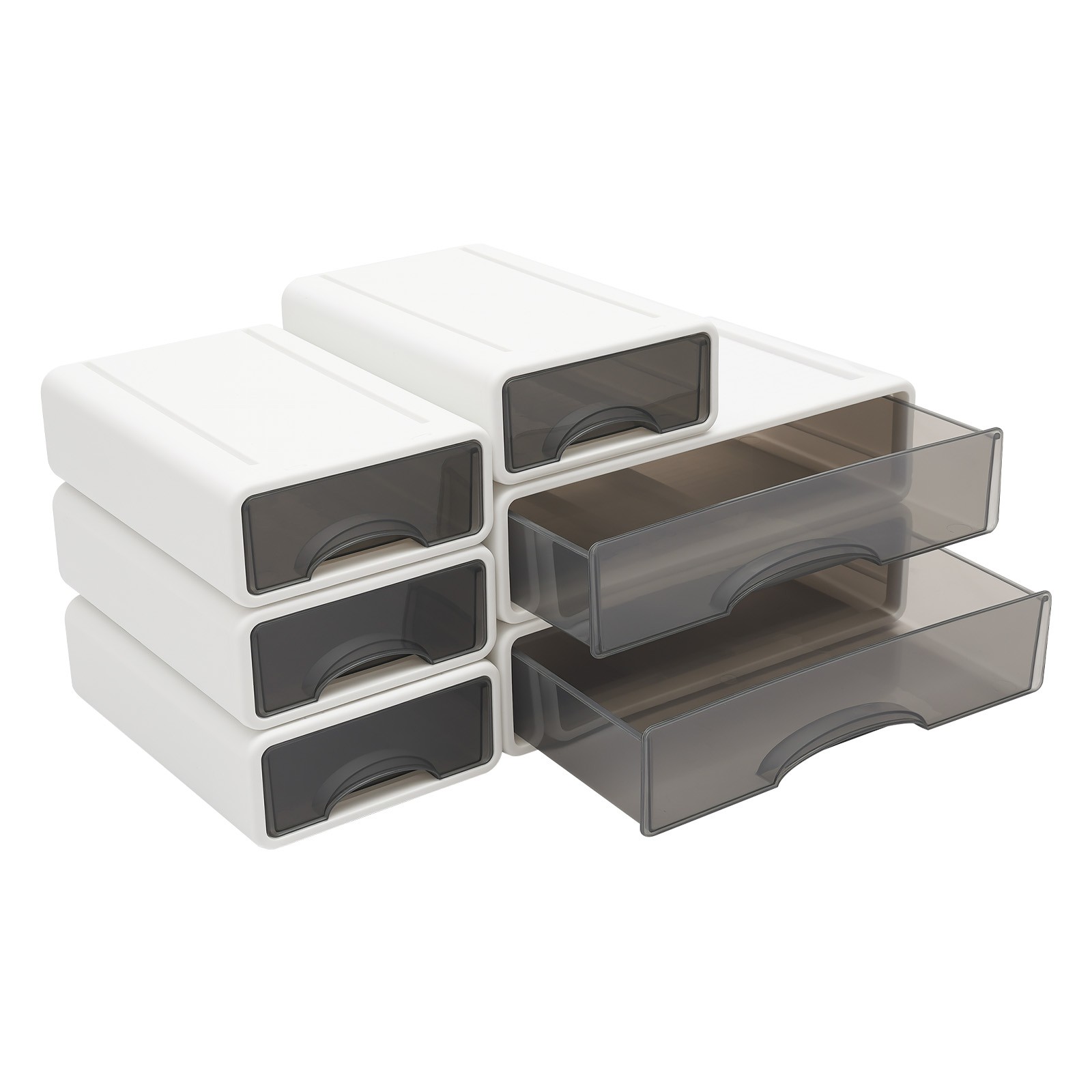 Office Storage Box with 6 Drawers Plastic Stackable Storage Drawers Organizer
