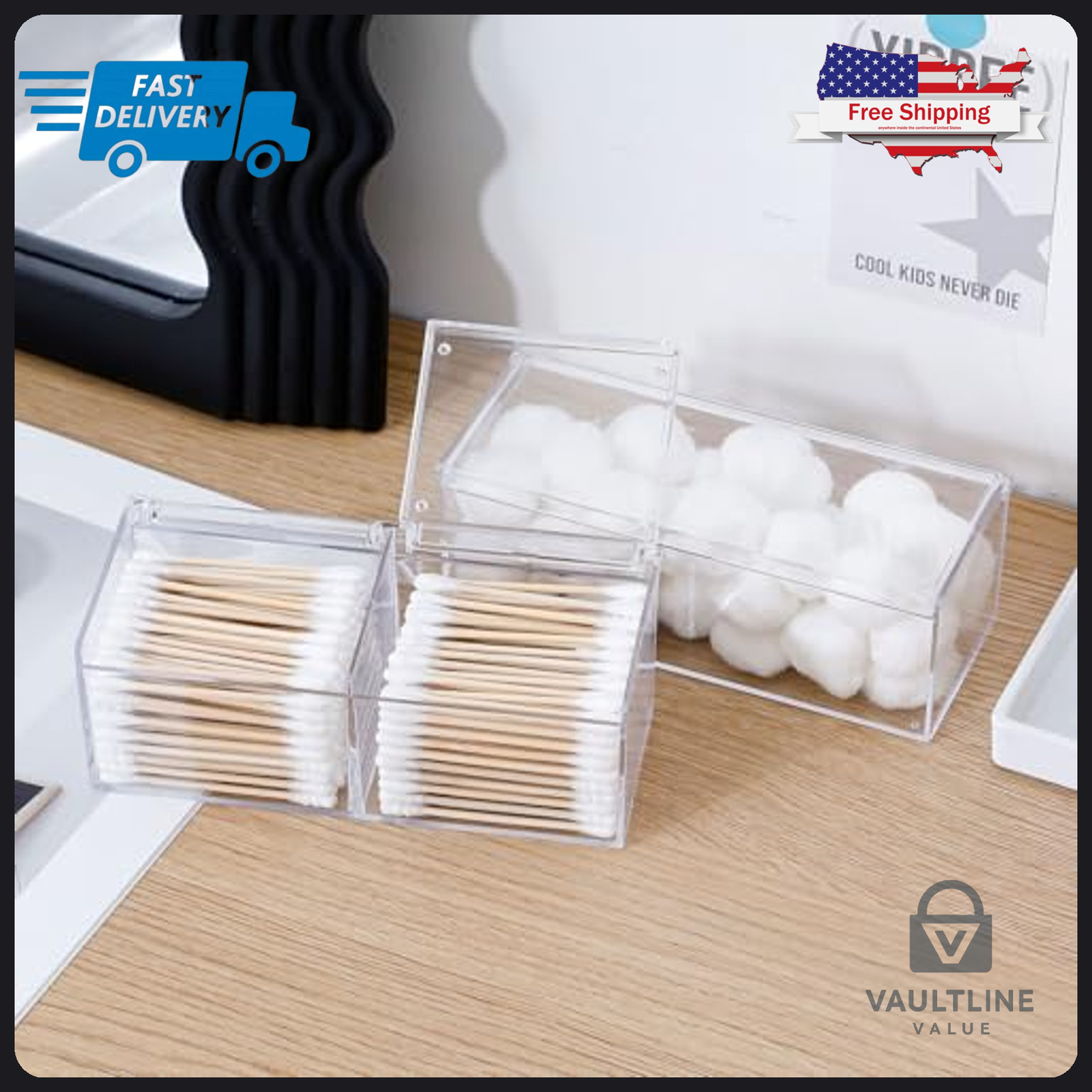 2 Pack Goxitax Clear Plastic Bathroom Canisters – Stackable Storage Containers