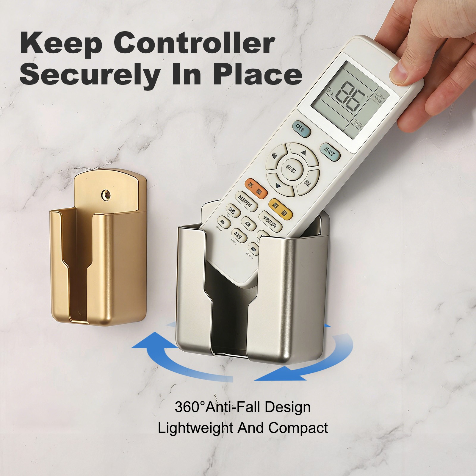 2Pcs Remote Control Holder Wall Mount Adhesive Control Organizer, Clear Brown