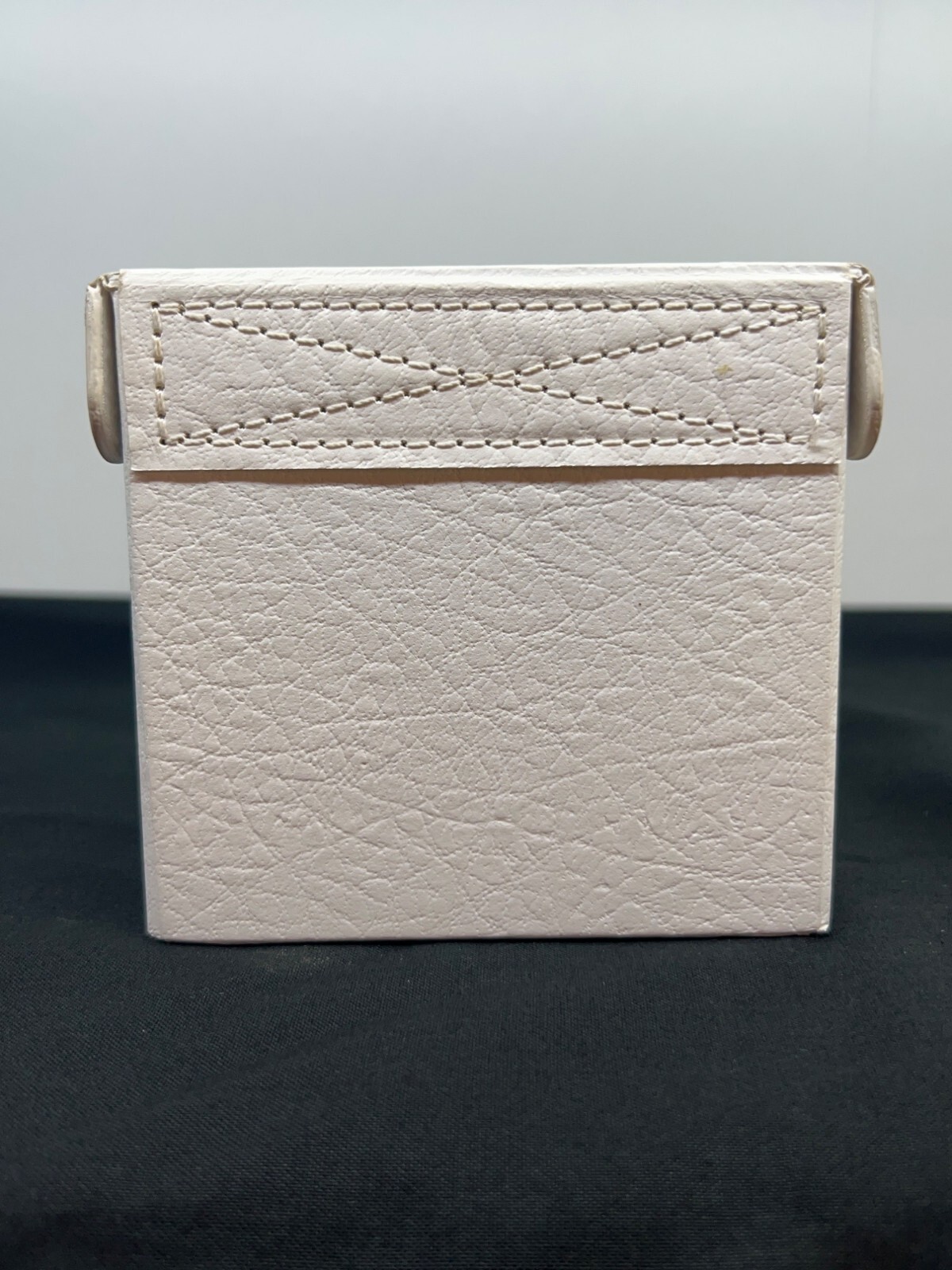 Diesel White Textured Leather Storage Box Only Snap Closure Rivet Detail 4x4x4