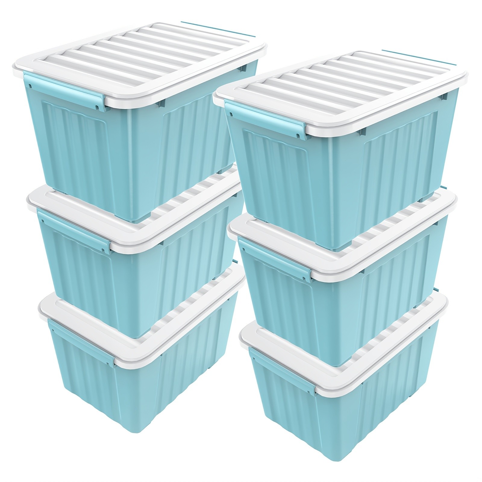 72QT/97QT stackable wheeled storage boxes with lids, suitable for family storage