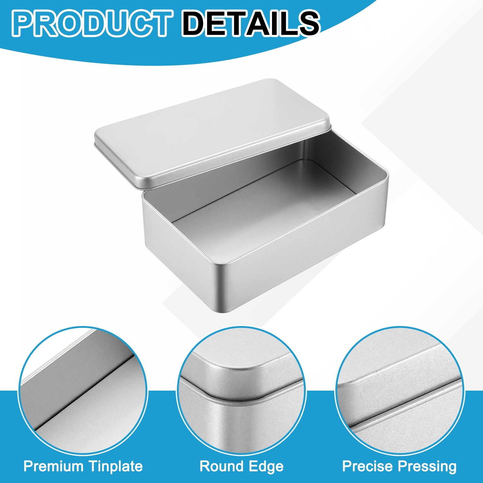 7.1 x 4.6 x 2.2 Inch Rectangular Storage Tins Box with Lid