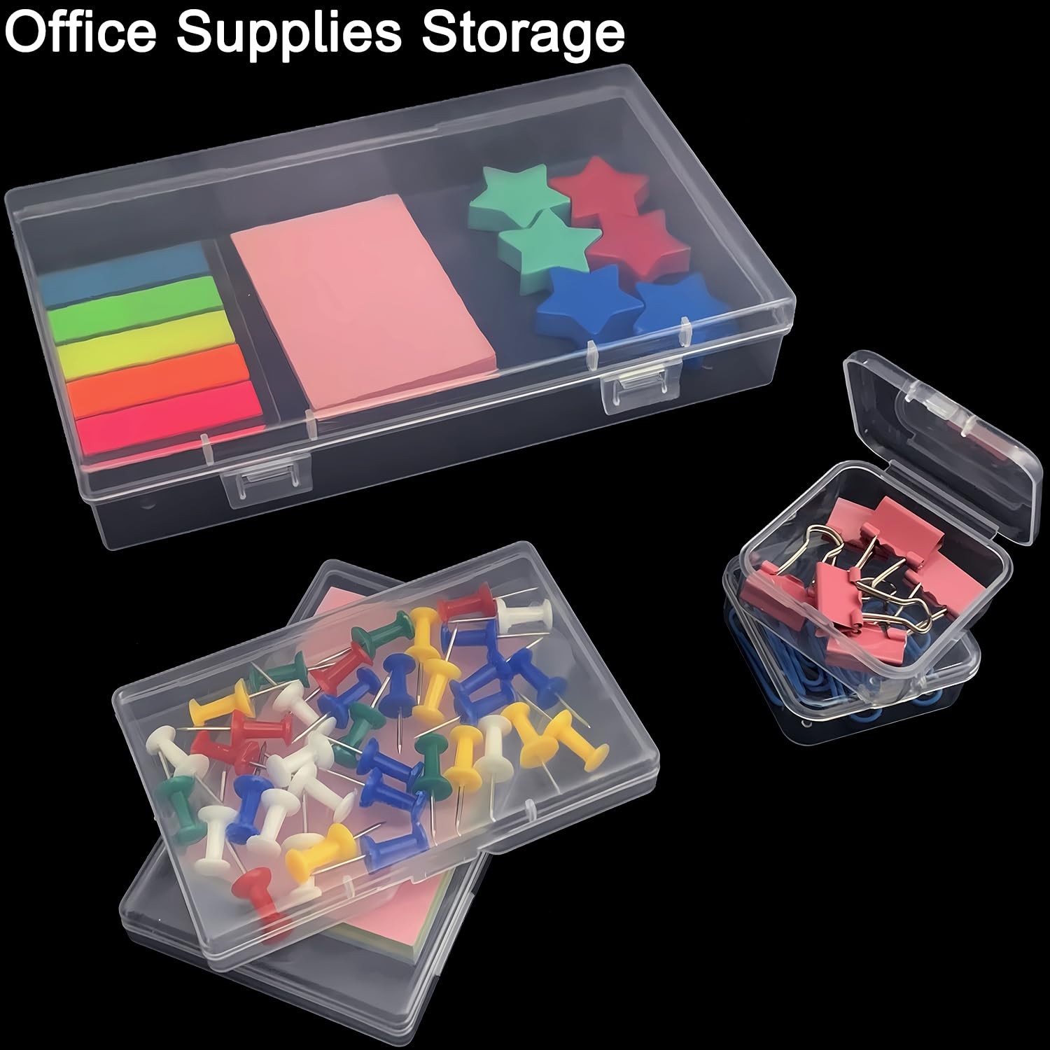 7 Pack Mixed Sizes Plastic Box with Lid Small Storage Box Playk…