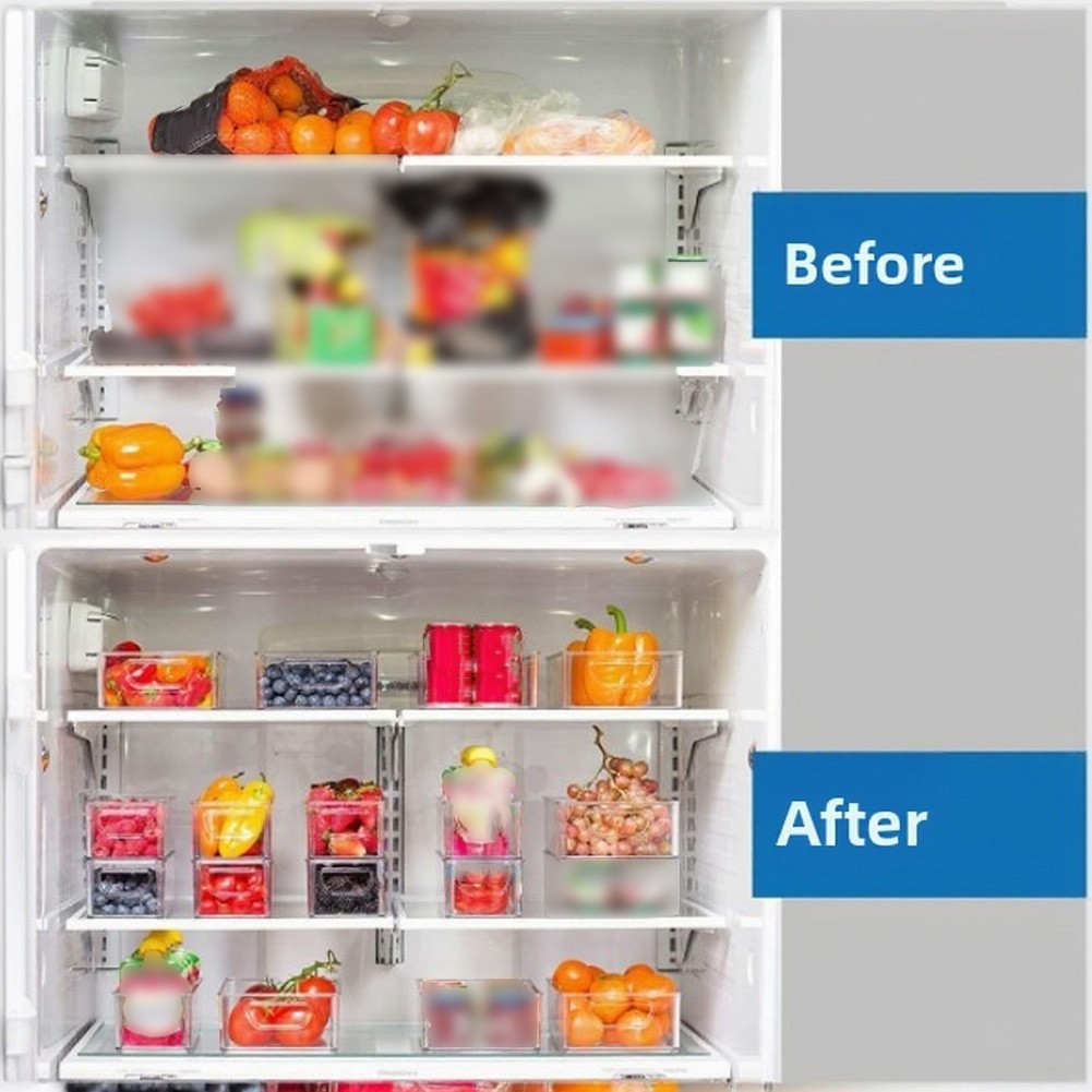 Stackable Transparent Kitchen Storage Box 25.4 x 15.2 x 7.6 cm Easy to Clean