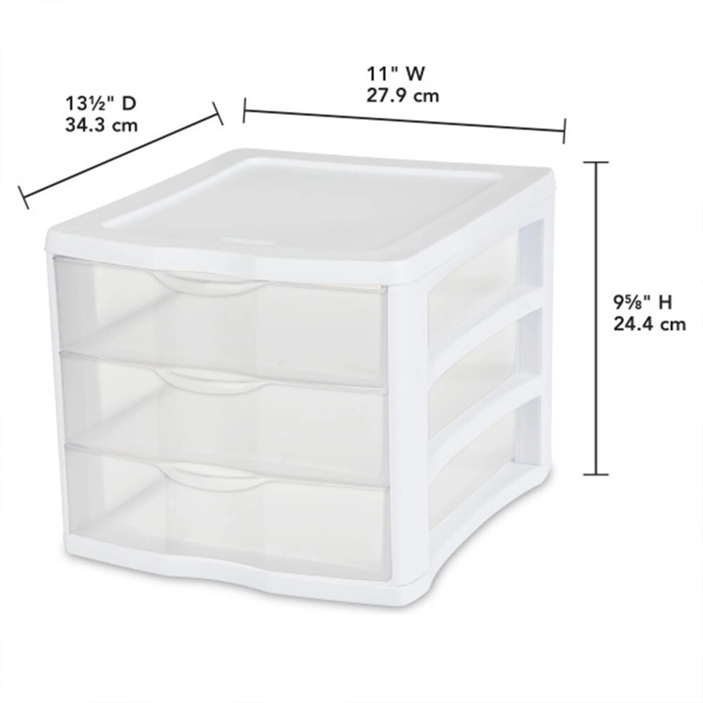 3 Drawer Unit Plastic, White