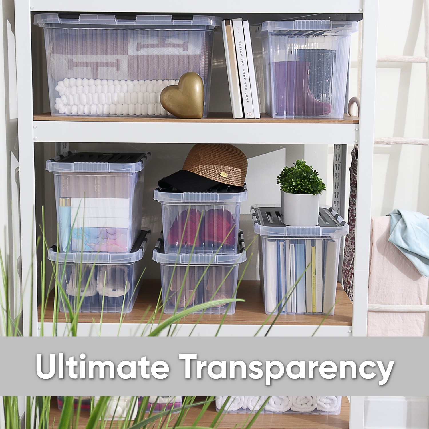 Superio 52 Quart Hinged Stackable Clear Tote, Storage Container with Lid-2 Pack
