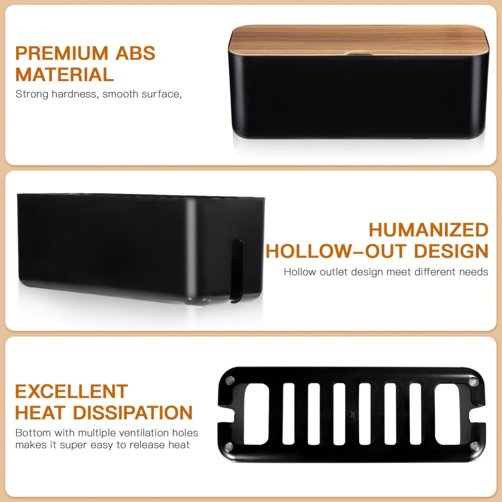 Flame Retardant ABS Power Strips Box with Removable Lid for Tidy Wire Management