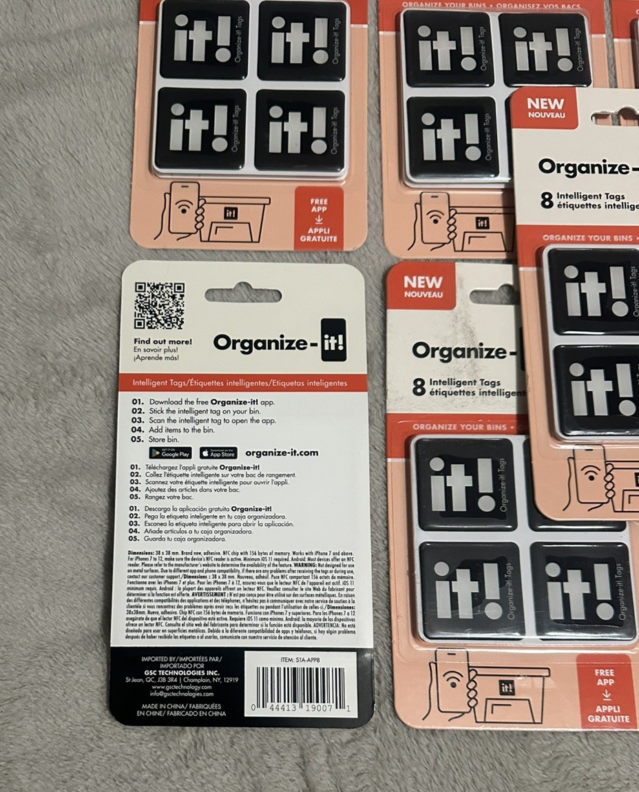 96 – Smart Storage Tags(12 Packsx8 Tags Each) Organize-It Intelligent Tags Smart