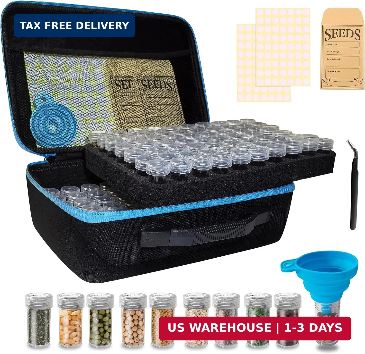 140 Slots Seed Storage Organizer Box with 20 Envelopes, Large Capacity Seed Stor