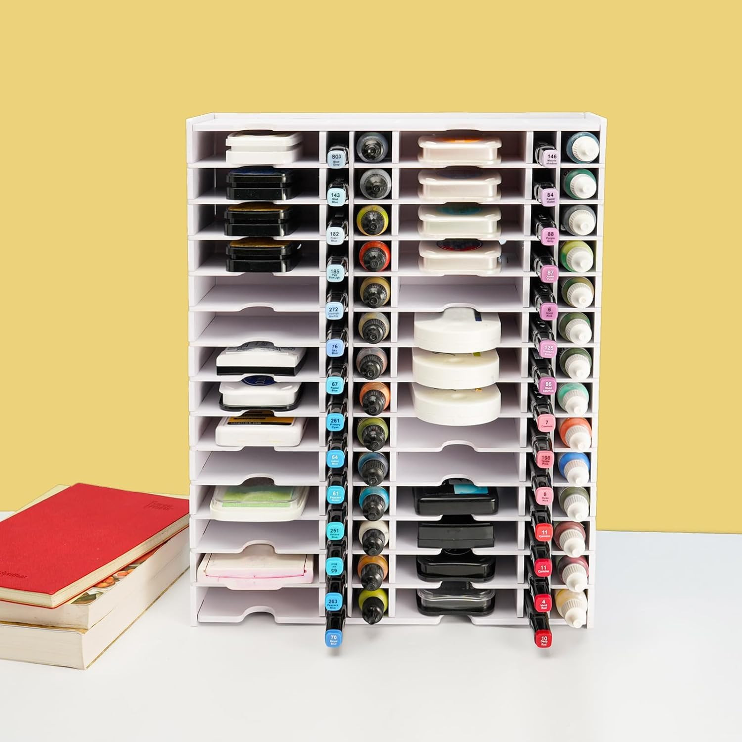 Pad Combo Storage Rack, 28 Grids for Standard Size Stamp Pads, 28 Grid for Marke