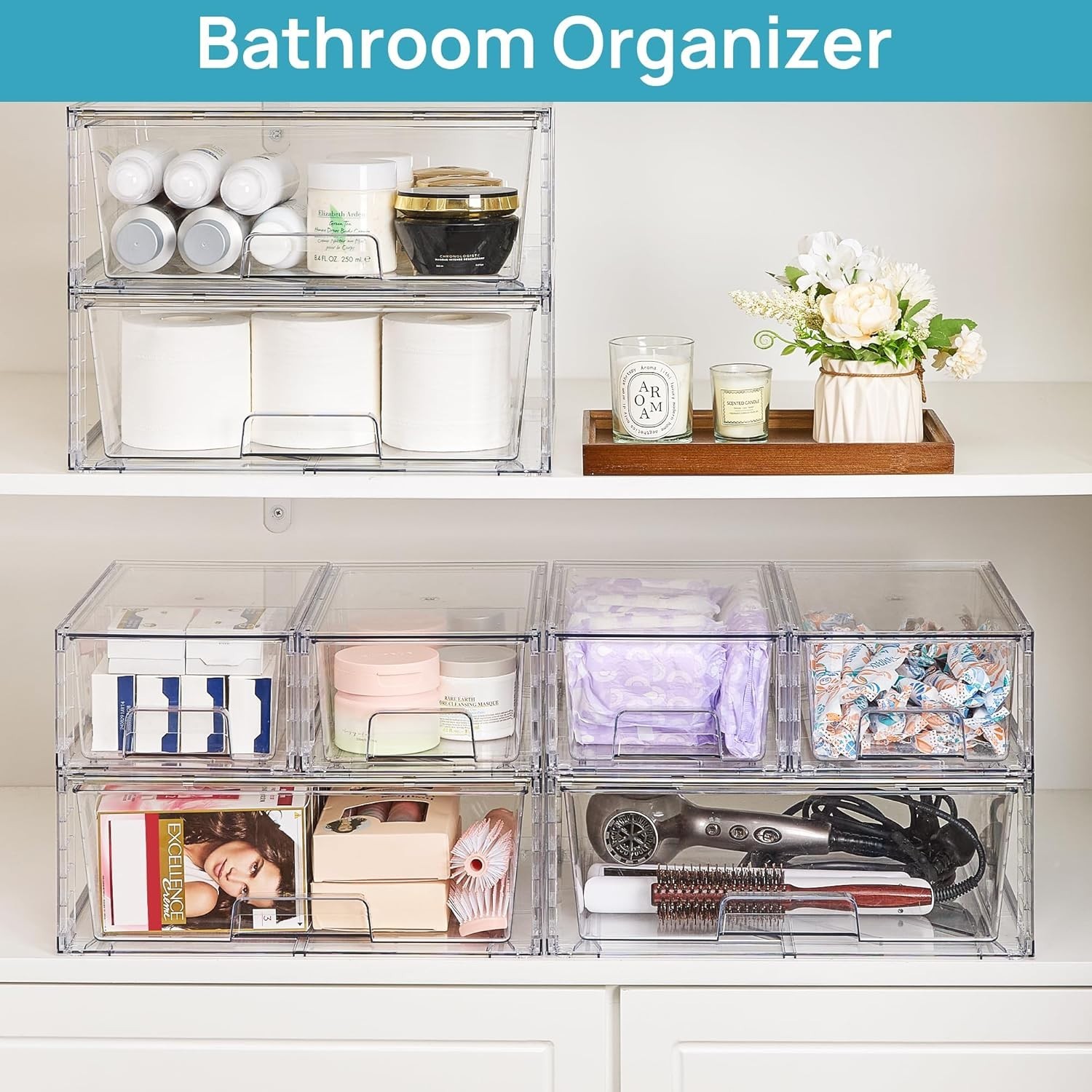 Effortless Organization with 3 Pack Stackable Drawers – Non-slip & Functional