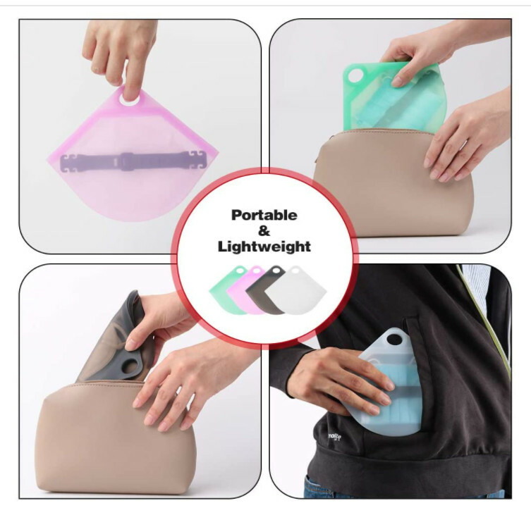 Face Mask Storage Case Silicone Portable 3D Bracket Carry Holder Green US FAST