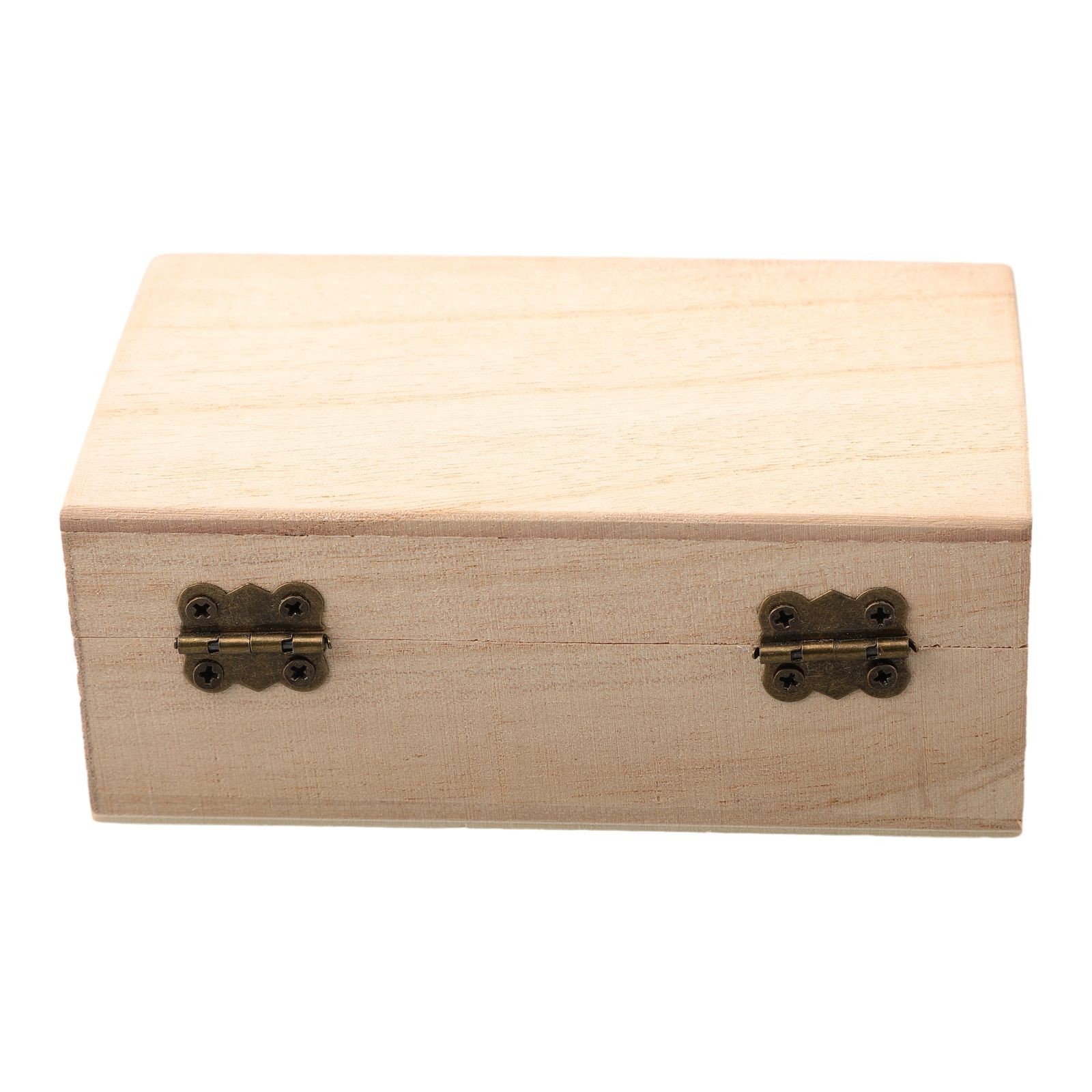 Plain Wood Wooden Square Hinged Storage Boxes Craft Box