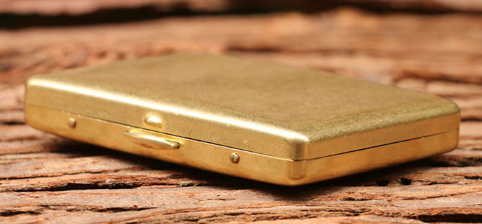 Gentleman Rectangular Brass Tobacco Cigarette Case Holder Smoke Box 3 sizes