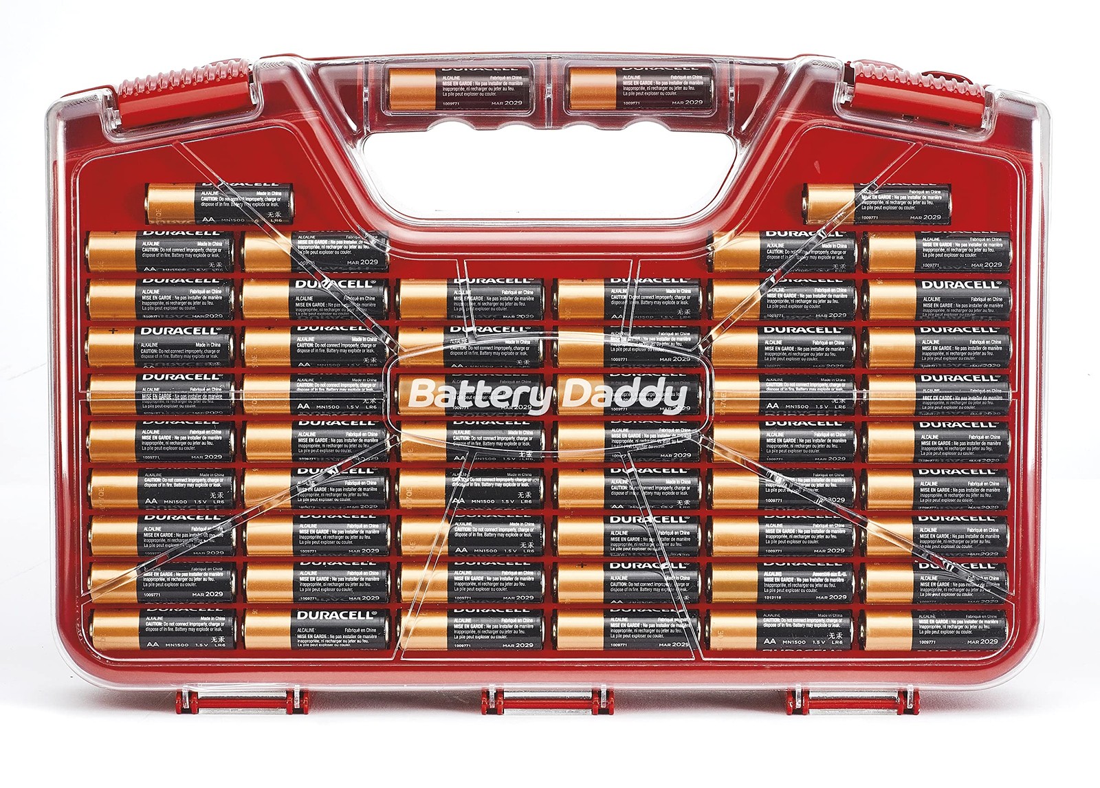 Ontel Battery Daddy Storage & Organizer Case Original – 180 Batteries, Red