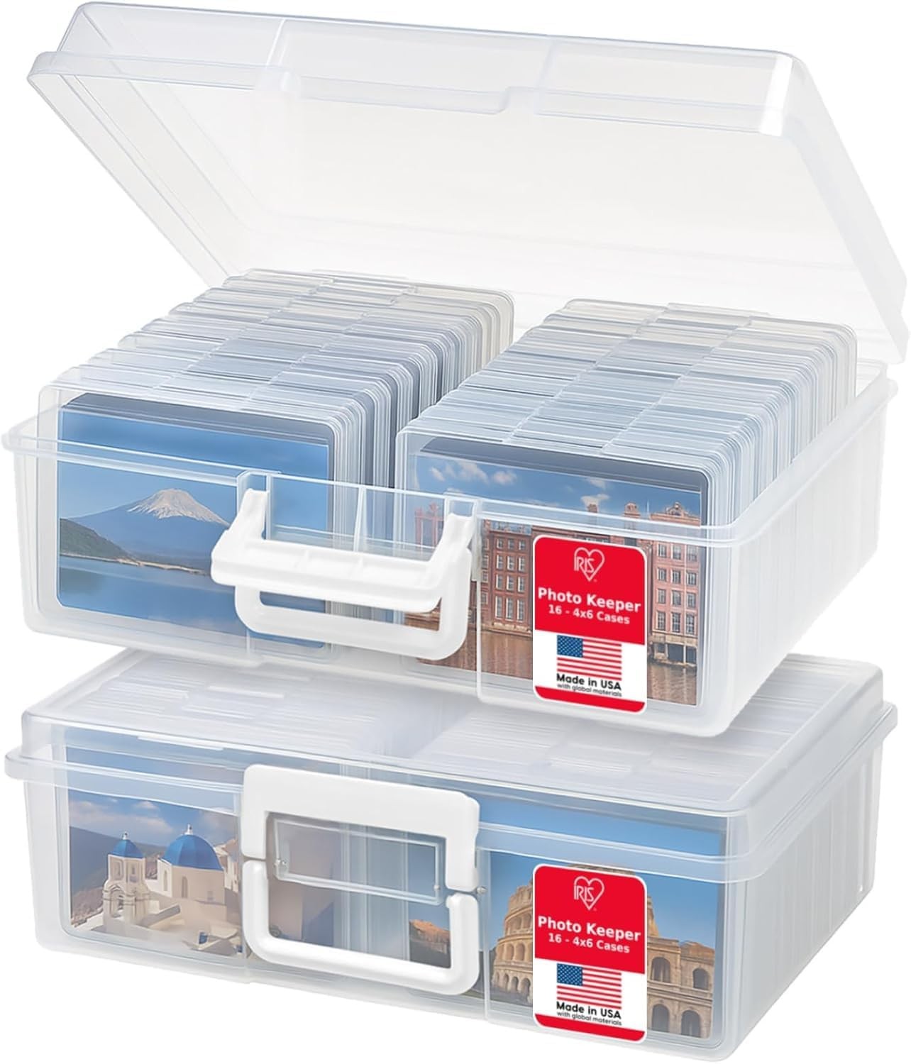 Photo Storage Box 16 Cases Fits 4×6 Pictures Cards Craft Organizer Clear 2 Pk