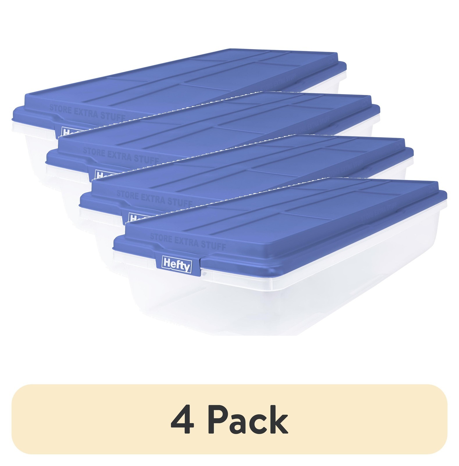 (4 pack HI-RISE 63 Quart Large Latching Storage Bin Clear Plastic Storage