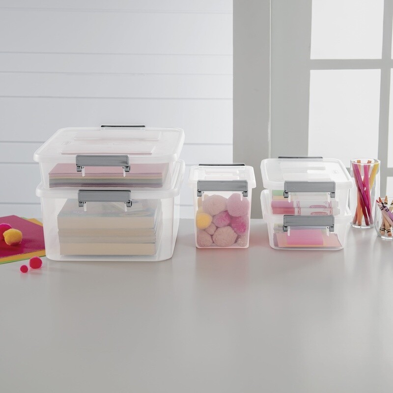 4 Pack Stackable Modular Latch Storage Boxes Clear Organizers Crafts Office New