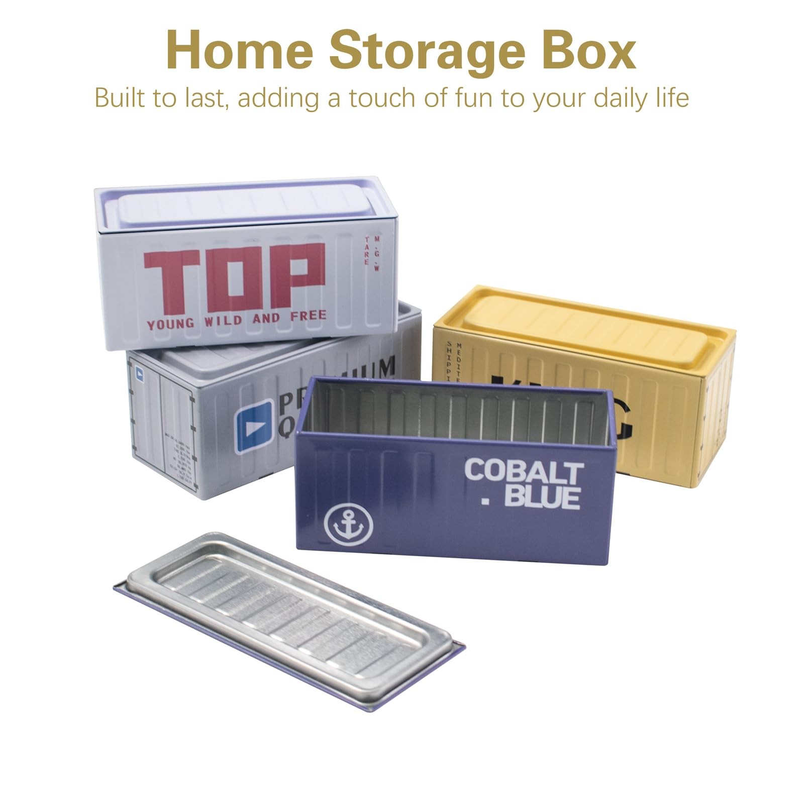 4 Pack Mini Container Metal Box, Industrial Style Decorative Multi-Color Smal…