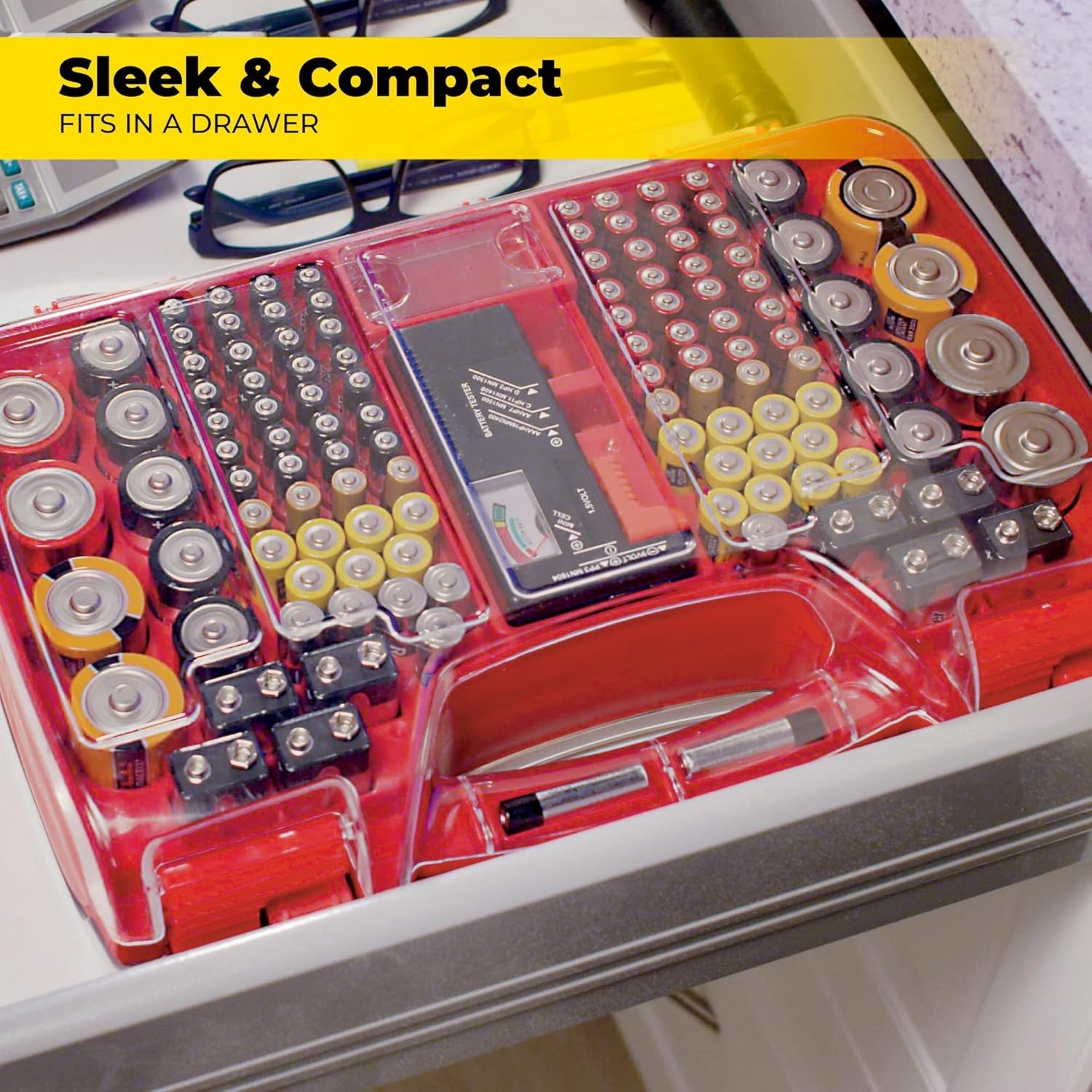 Battery Daddy Storage & Organizer Case w/Tester, Stores & Protects Up to 180 …