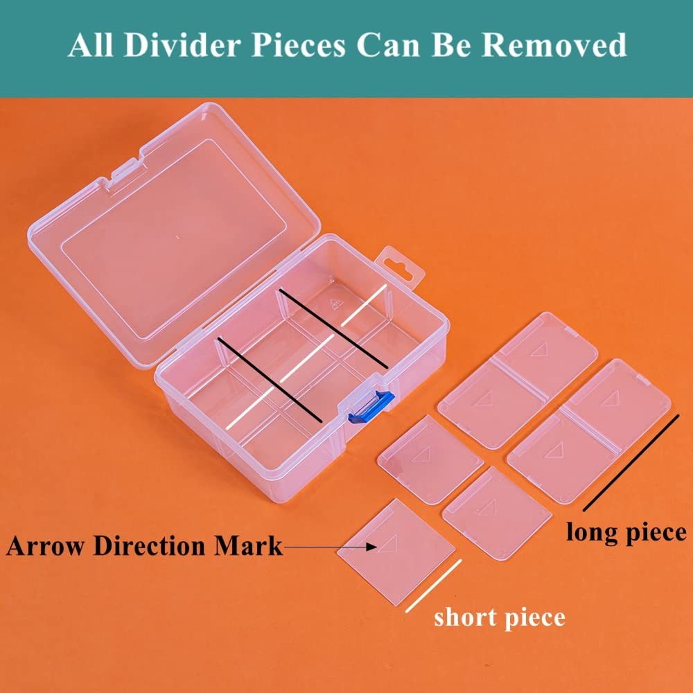 Plastic Divider Box & Storage Case for Small Parts, Hardware, Crafts, 6 Grids…