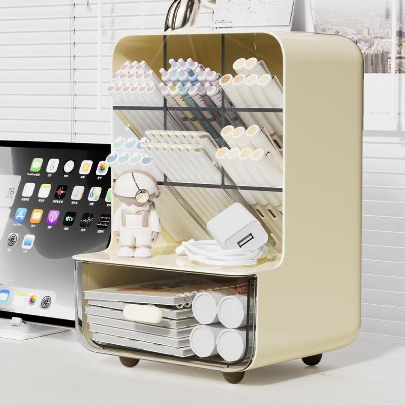 Multi-Compartment Desktop Organizer ABS Plastic for Cosmetics & Office Supplies