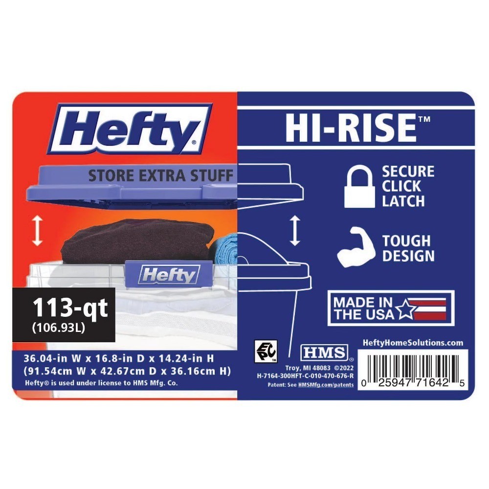 Large Clear Plastic Storage Container with Blue Latching Lid and Quart Size