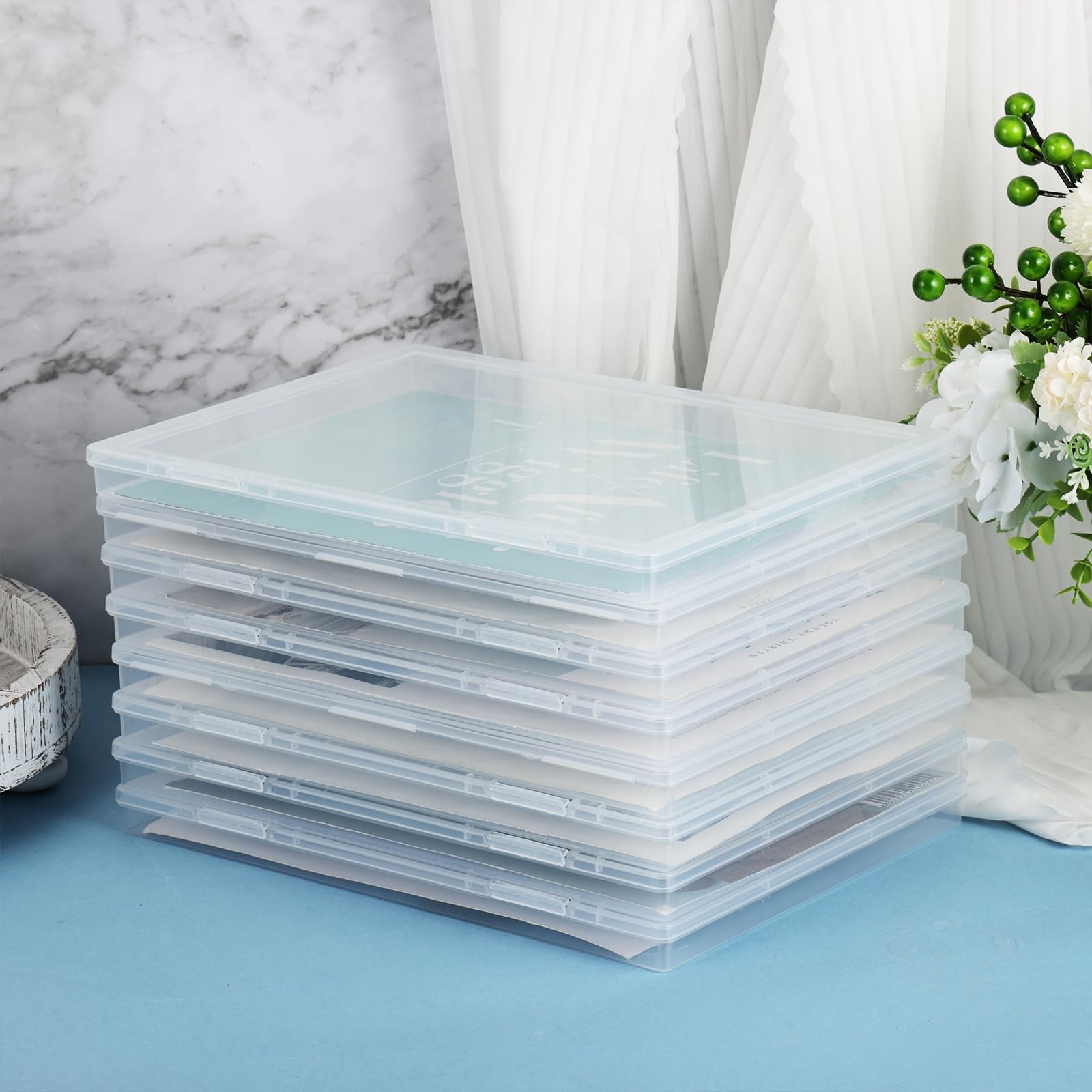 8 Pack Photo Storage Box for 8&Prime; x 10&Prime; Photo, Clear Plastic Scrapbook Paper St…