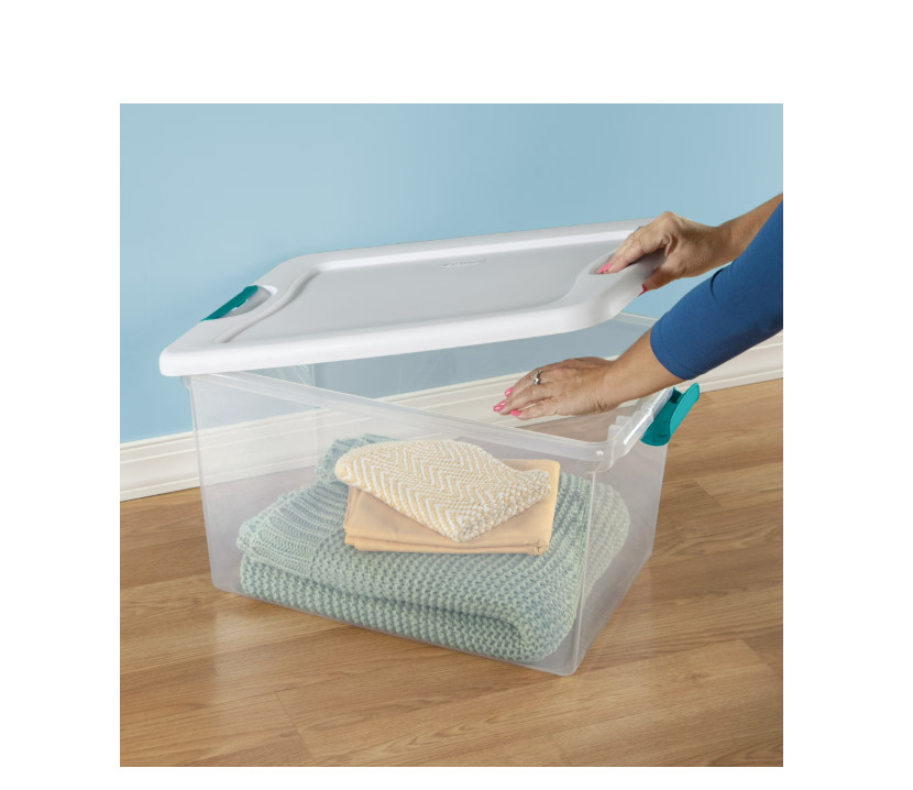 Sterilite 64 Qt. Latching Box Plastic, White, Set of 6