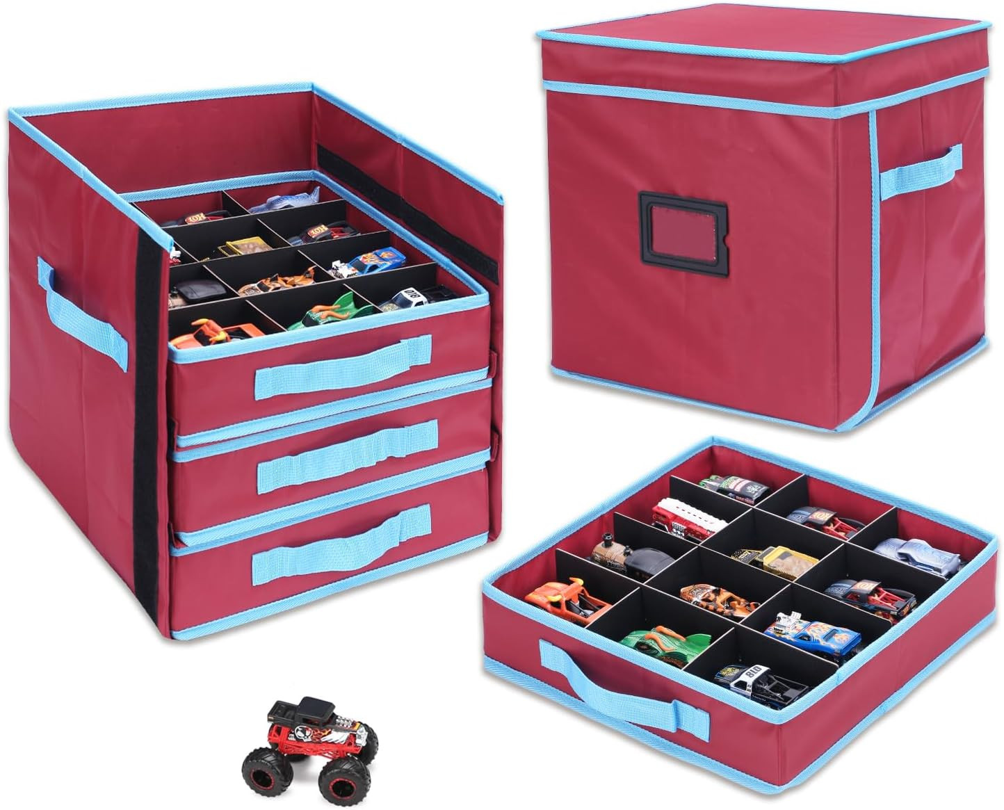 Monster Truck Storage Organizer, 4-Layer Trucks Storage Box with 48 Compartments