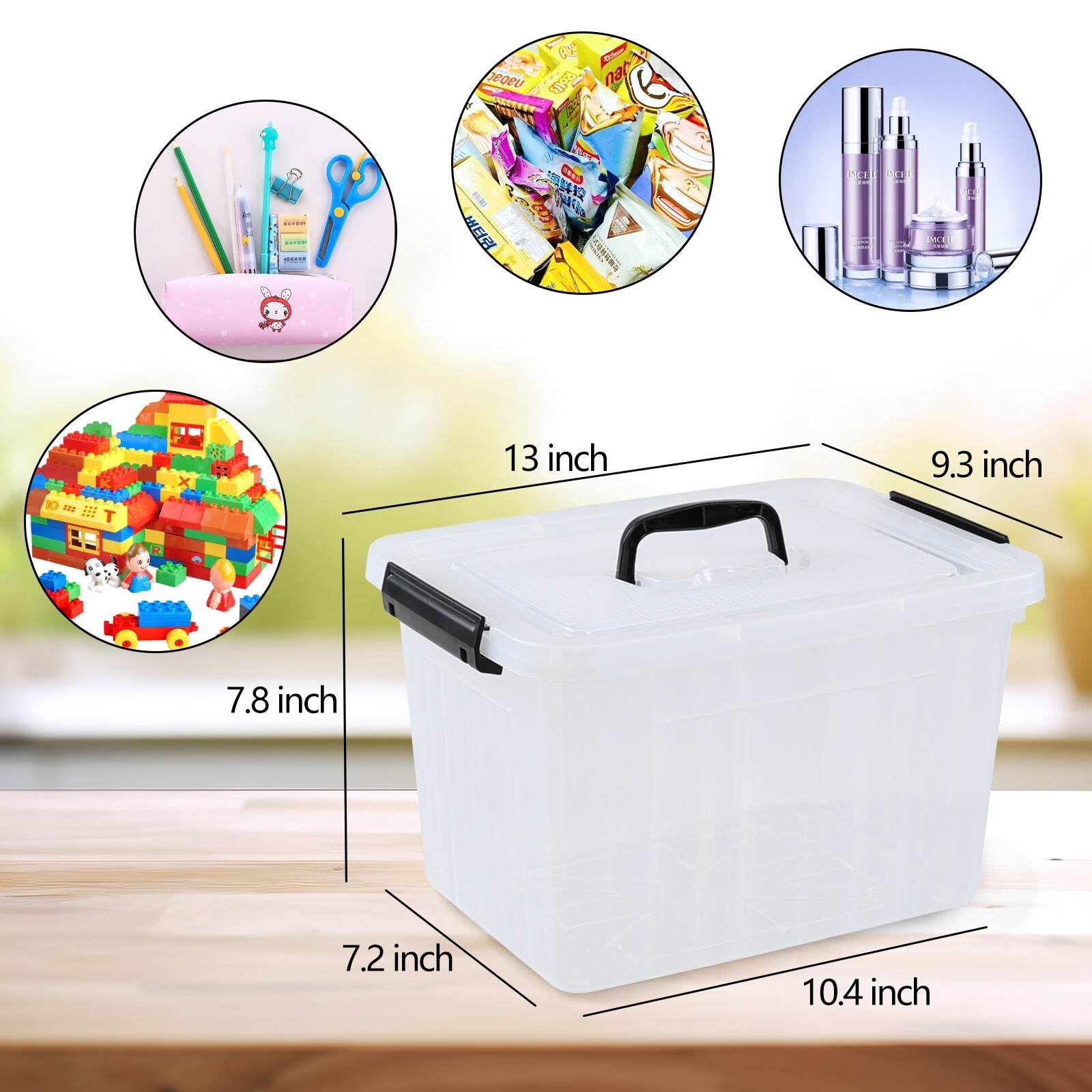 Cand 12 Quart Plastic Storage Latching Box w/ Handle, Clear Storage Bin 4 Packs