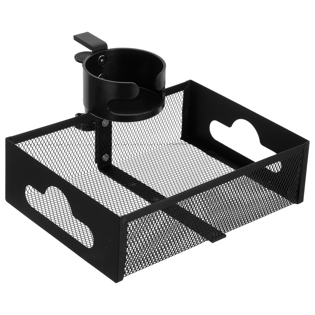 Snack Storage Rack Clamp-on Tray Cup Holder with Basket