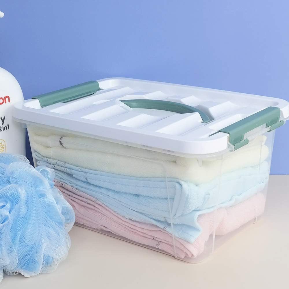 Clear Plastic Storage Bins with Lids – 6 Pack Small Container Boxes 11.14&Prime; x 7.7