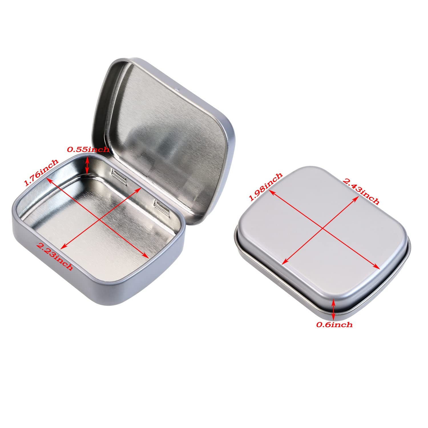 Small Metal Portable Storage Box, Mini Rectangle Empty Hinged Tins with Lid, …