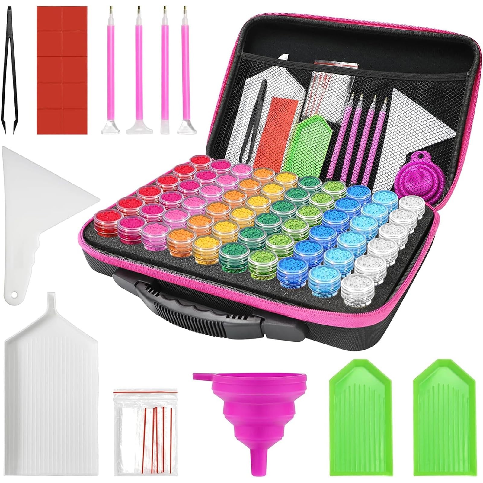 Bofoho Diamond Painting Storage Case with 60 Jars – Portable Bead Organizer f…