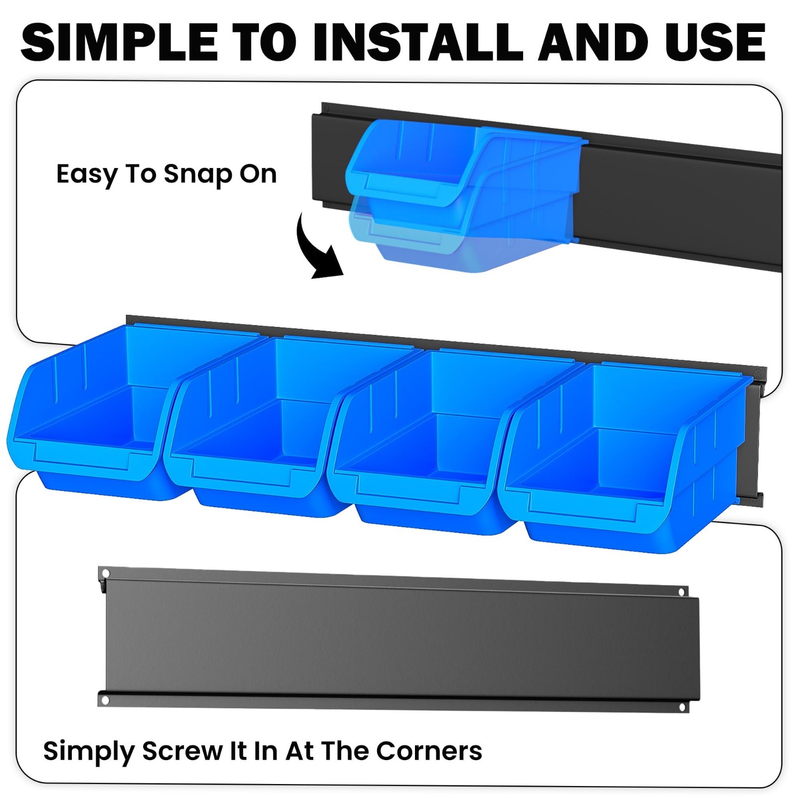 Wall Mounted Plastic Storage Bins – Hanging Organizer for Garage Tools & Hardwar