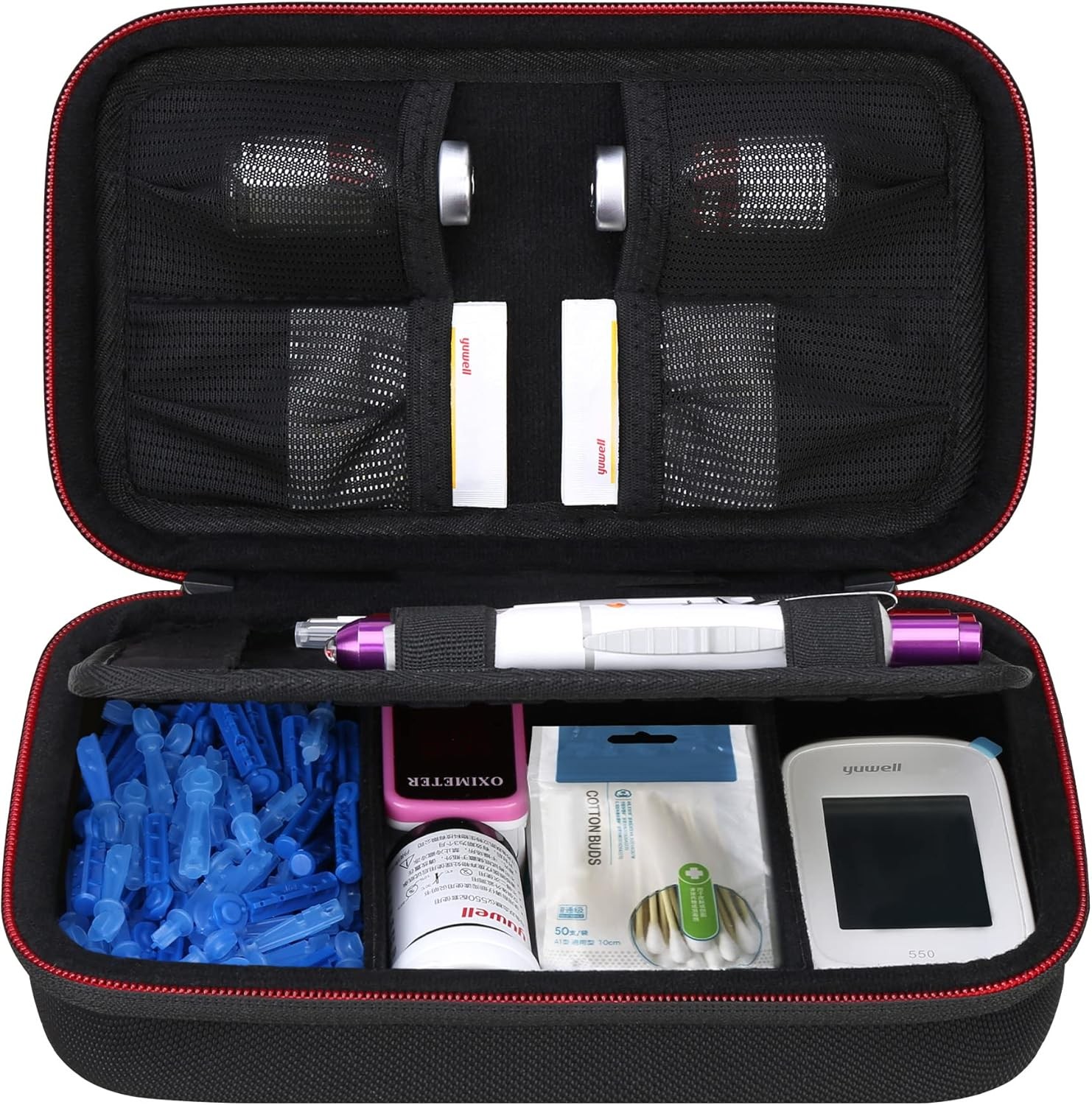 Diabetic Supplies Travel Case, Glucose Meter Portable Storage Bag,