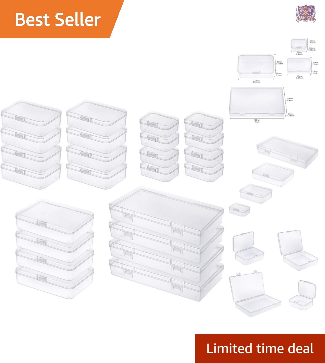 Assorted Sizes Mini Clear Storage Containers – 24 Lockable and Water Resistant