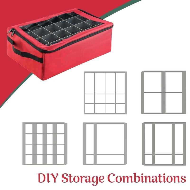 Ornament Storage Box 48 Compartment Organizer Christmas Decorations W/ Dividers