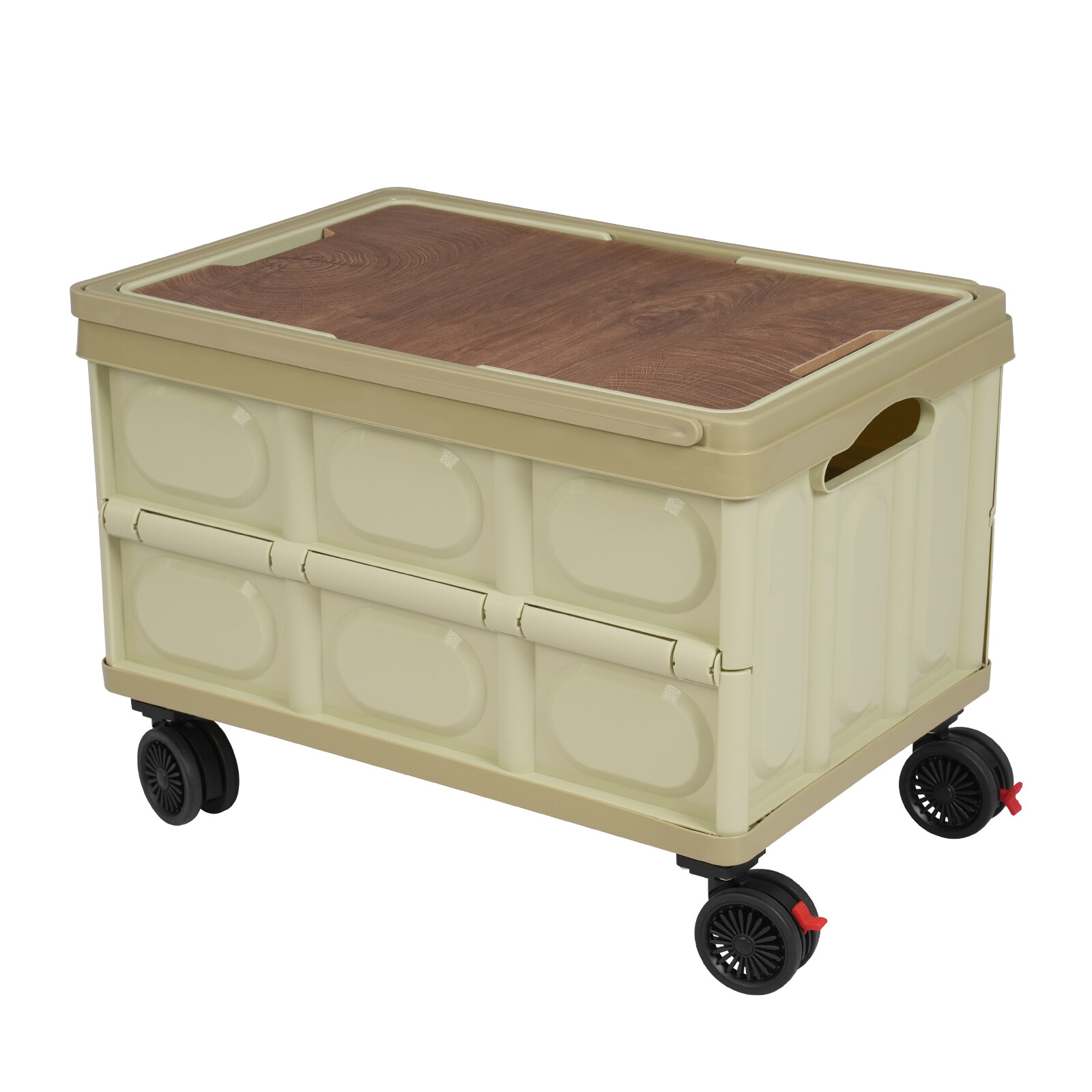 55l Foldable Cart Green Large Capacity Container Outdoor Storage Box With 4Wheel