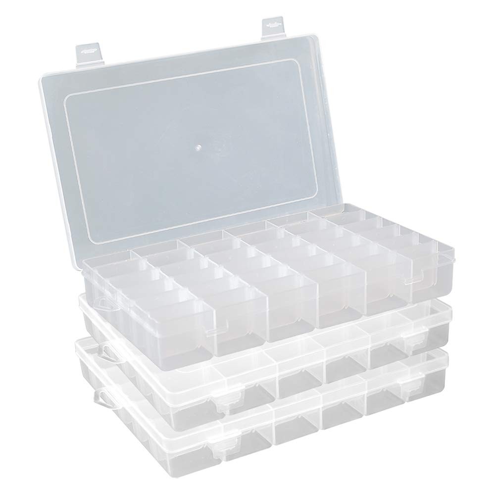 Plastic Organizer Container Box 36 Compartments Jewelry Storage Box with Adju…