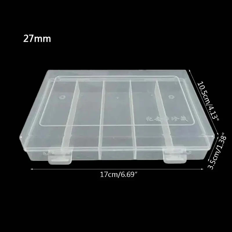 Rectangular Clear Plastic Storage Box Collection Case Protector for 100Pcs 27Mm/
