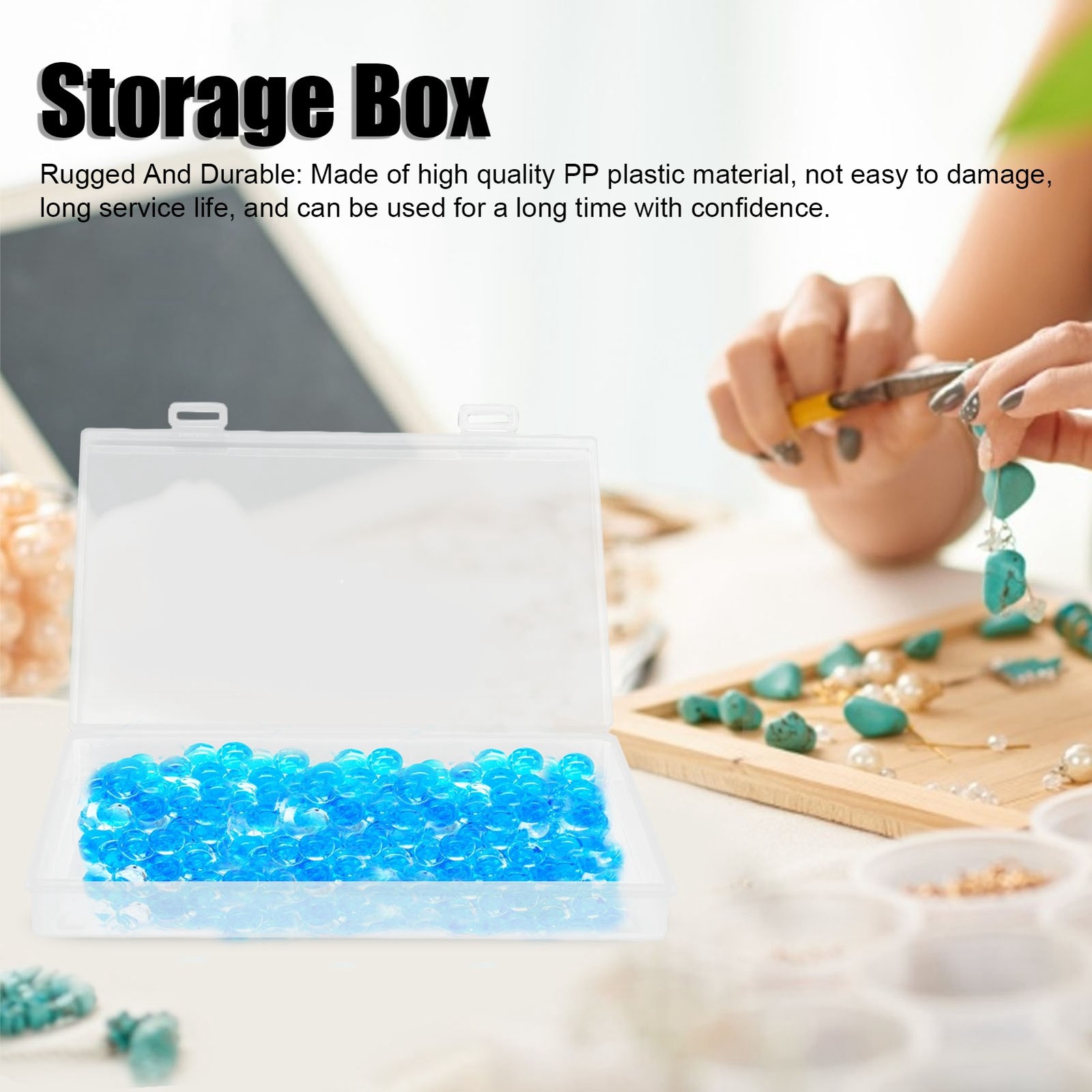 4Pcs Transparent Plastic Storage Box With Hinged Cover For Small Things Premium
