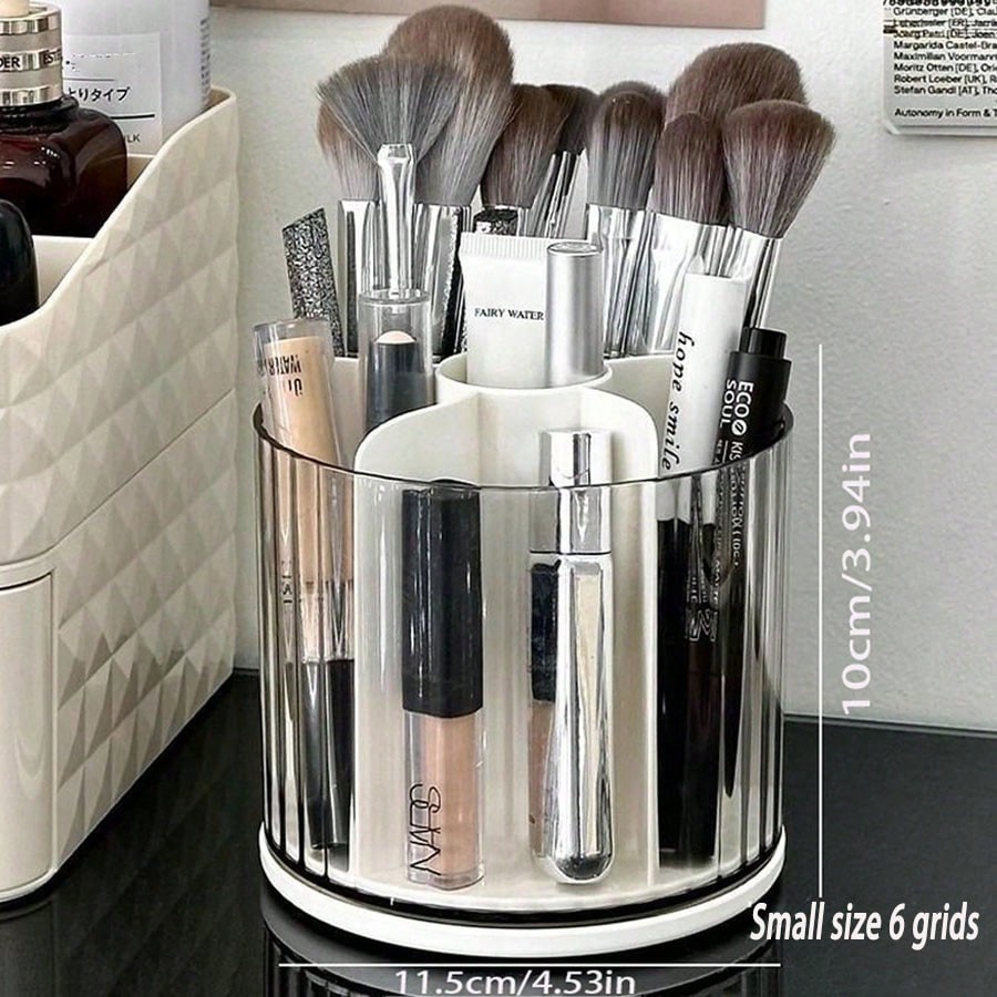 1 Piece Simple Small Size 6 Compartments Rotating Makeup Brush & Nail Organizer