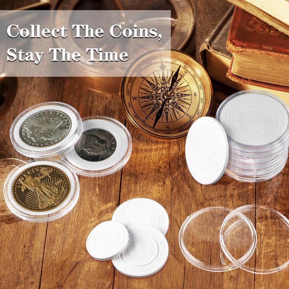 41mm Clear Plastic Coin Capsules Silver Dollar Coin Holder 60PCS Coin Box US