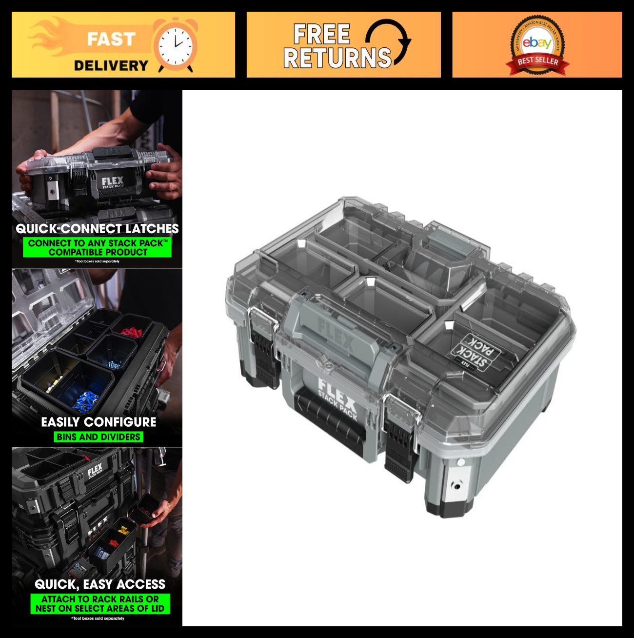 Compact Storage Organizer Box – FLEX STACK PACK System for Efficient Space Savin