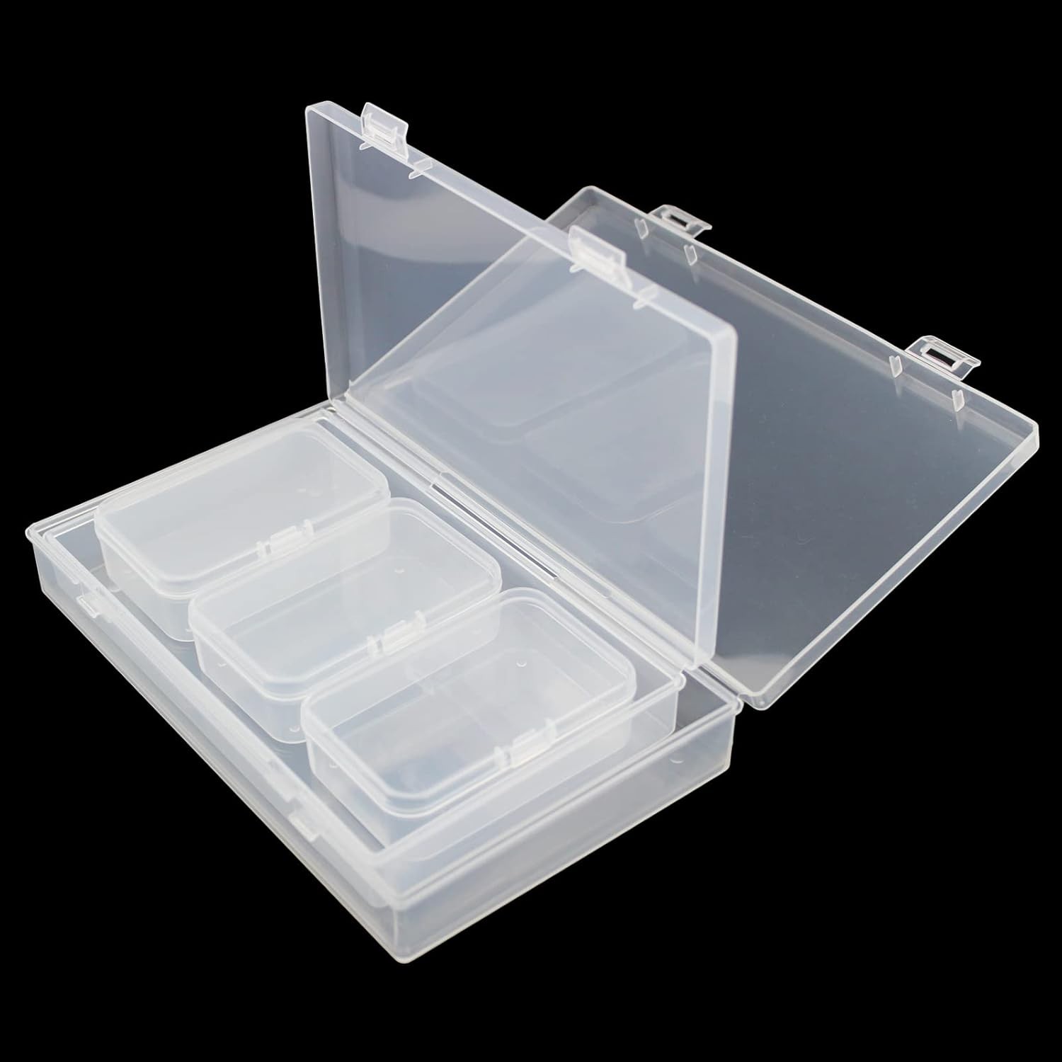 20 Pieces Mixed Sizes Rectangular Empty Mini Clear Plastic Organizer Storage Box